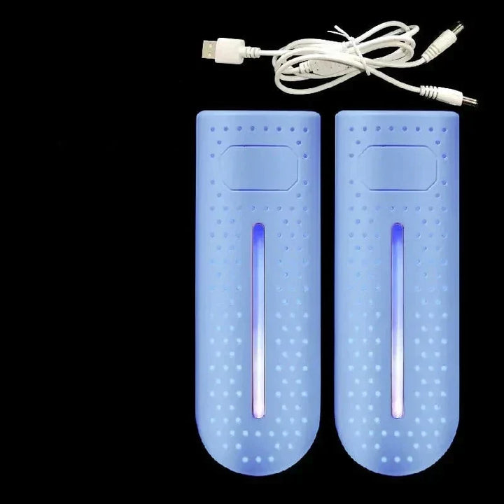 Compact electric UV shoe dryer & sterilizer, ideal for home, travel, and various shoe types.