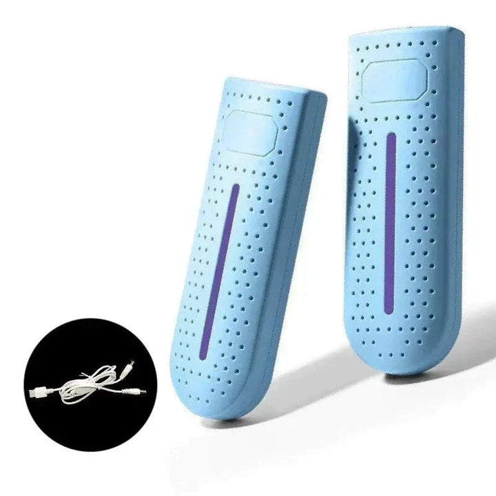 Compact portable UV shoe dryer, perfect for travel & active lifestyles, controlling moisture.