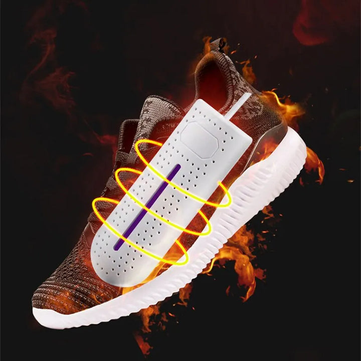 Unisex portable electric UV shoe dryer & sterilizer for boots, sneakers, and all footwear types.