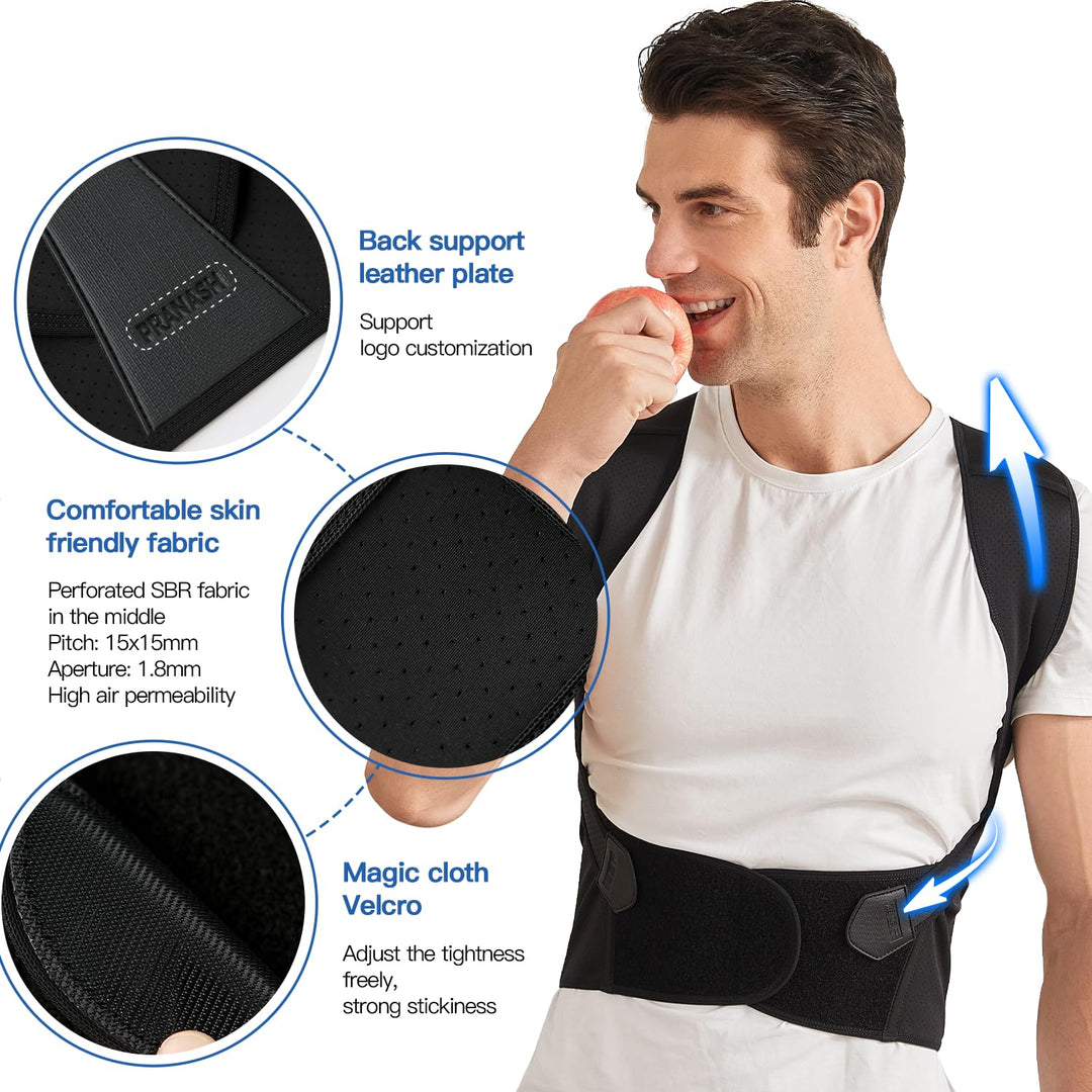 Ergonomic back support posture corrector for pain relief, improved spinal alignment & slouch correction.