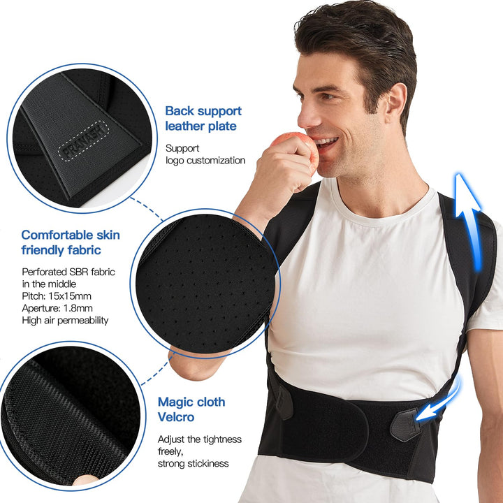 Ergonomic back support posture corrector for pain relief, improved spinal alignment & slouch correction.