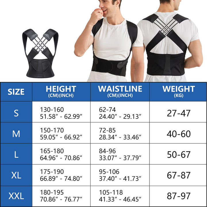 Wellness posture corrector with adjustable straps, designed for superior back support, alignment & pain relief.