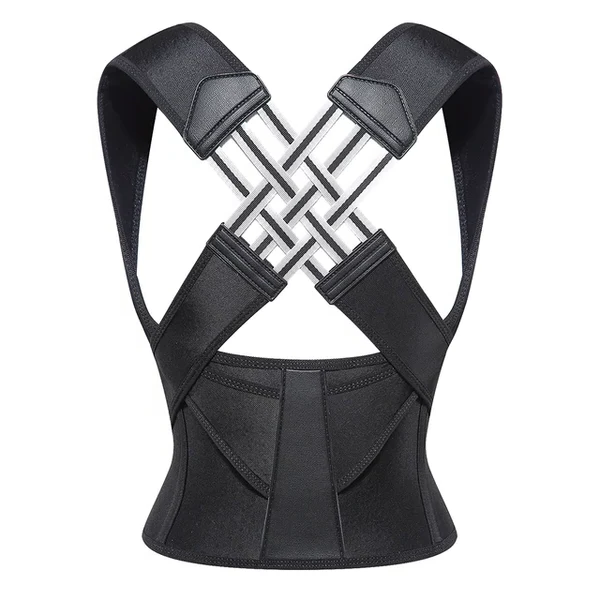 Unisex posture corrector for back & neck pain relief. Adjustable shoulder & lumbar support.
