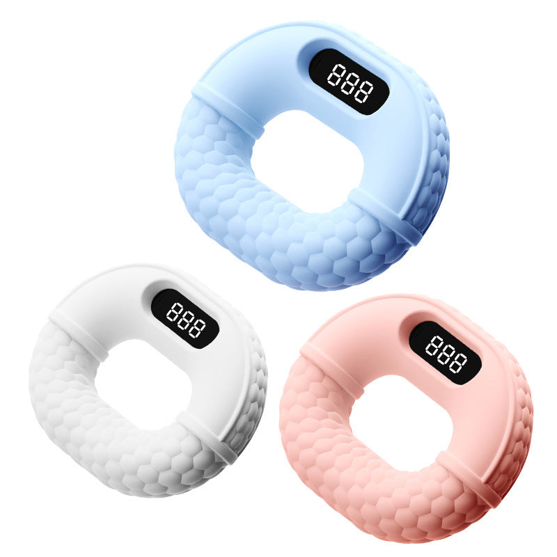 Wireless PowerGrip grip strength trainer, track progress via Bluetooth for sports performance.