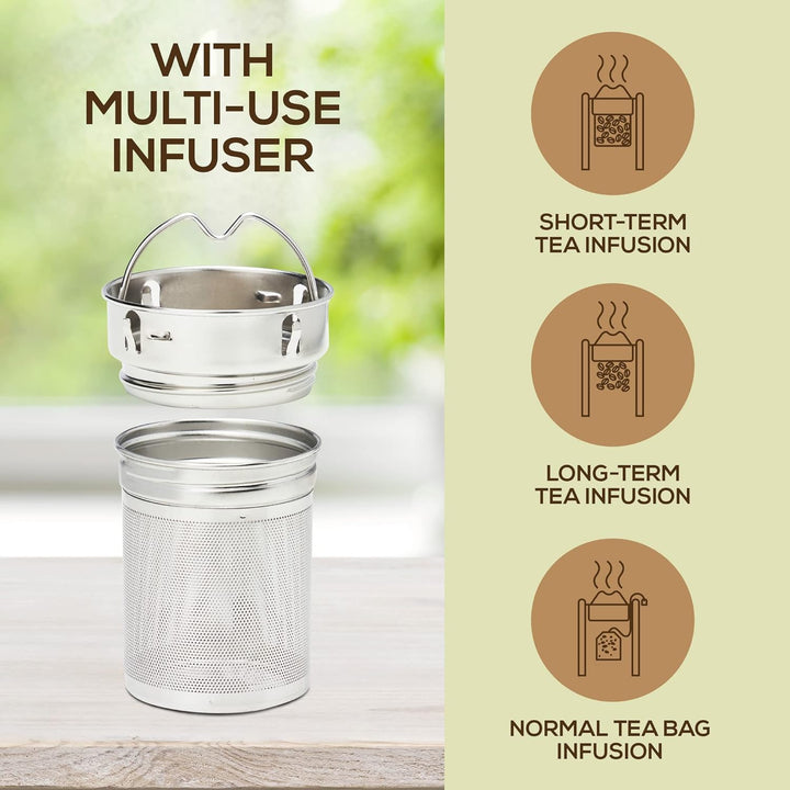Sustainable bamboo tea flask, a perfect eco-friendly gift for tea lovers, 17 fl oz.