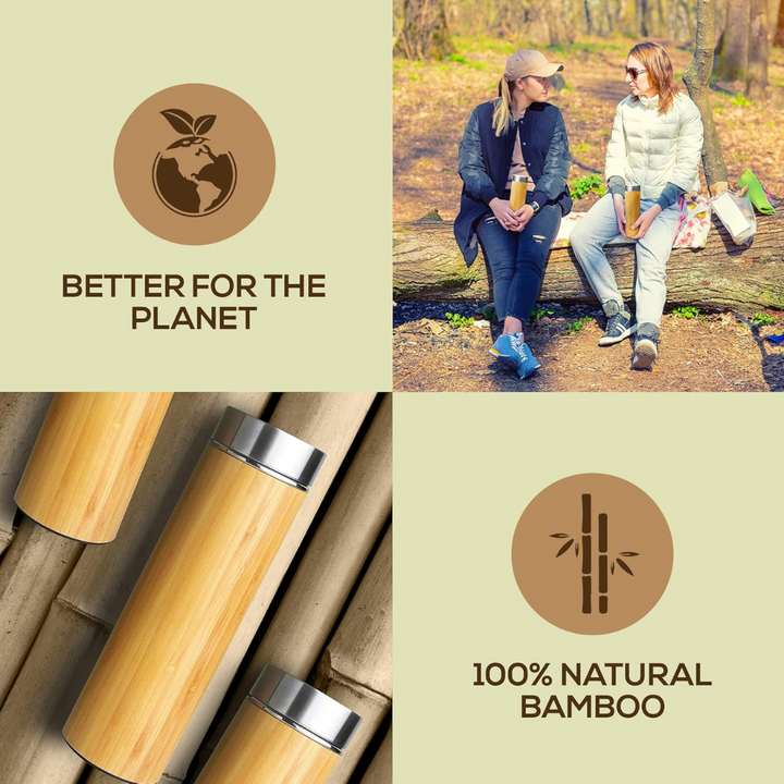 17 fl oz bamboo tea infuser bottle, ideal for brewing and carrying loose leaf tea daily.