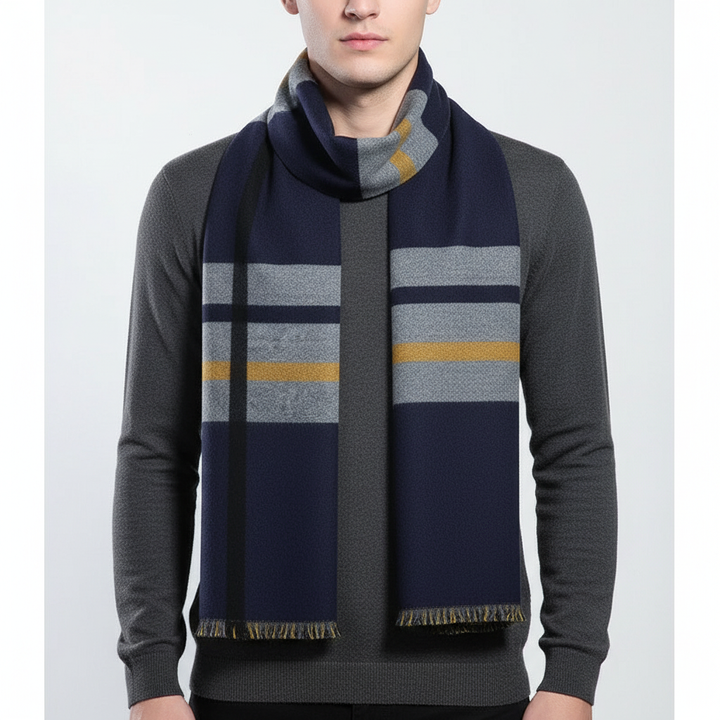 Soft cashmere-feel black shawl, offering generous warmth and versatile styling for winter fashion.