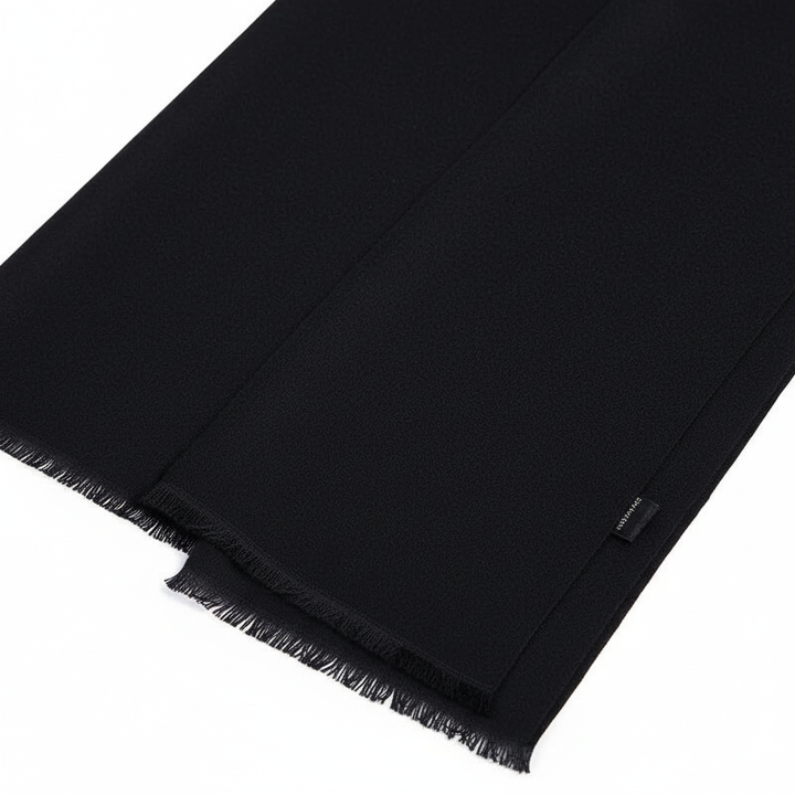 A versatile navy cashmere-feel winter scarf, perfect accessory for men and women's cold weather outfits.