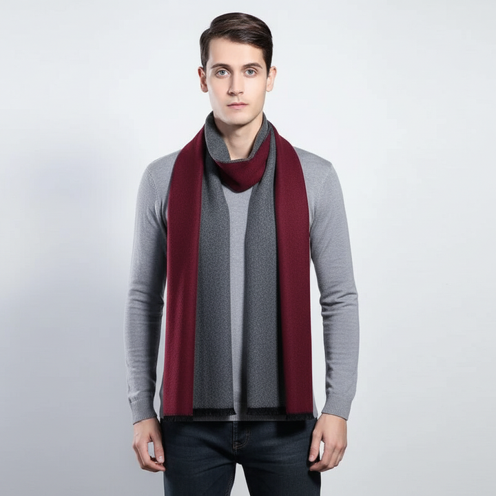 Fashionable cream-colored cashmere-feel winter scarf, a soft and warm accessory for any winter look.
