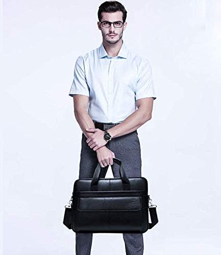 Unisex premium cowhide leather 15" business briefcase, perfect for laptops & work.