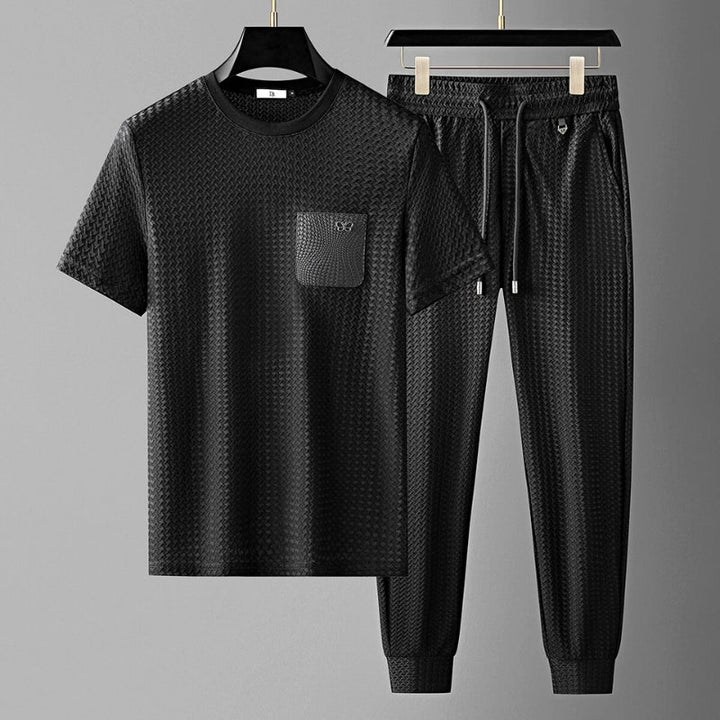 Unisex premium jacquard lounge set, perfect for ultimate comfort & relaxed style.