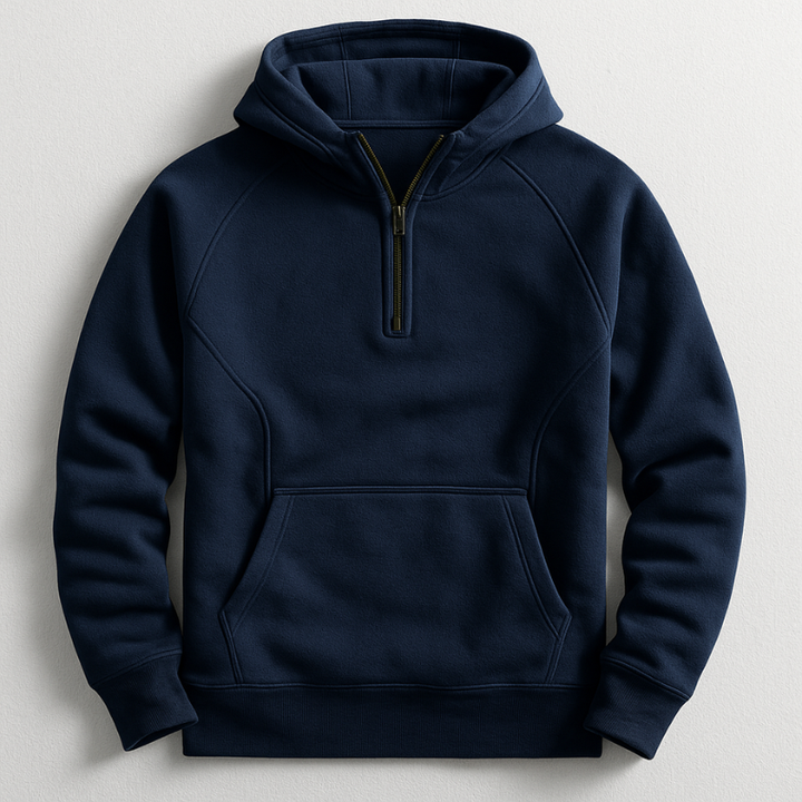 Model wearing a stylish unisex pullover hoodie, ideal for everyday comfort & a relaxed fit casual look.