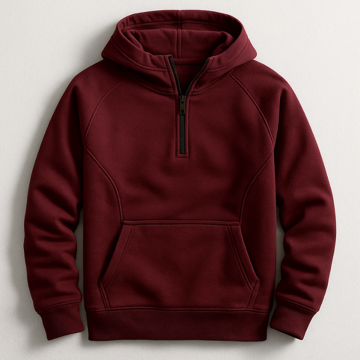 Back view of a comfortable unisex premium pullover hoodie, designed for relaxed fit everyday casual wear.