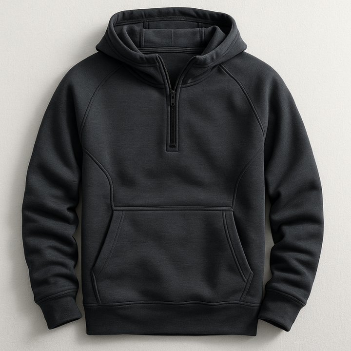Person relaxing in a comfortable unisex premium pullover hoodie, ideal loungewear & everyday casual outerwear.