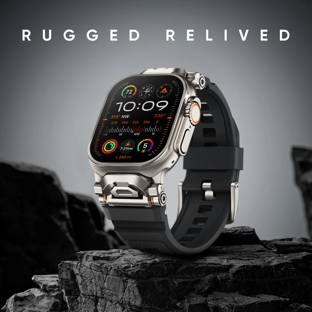 Daily wear silicone smartwatch band, rugged and flexible design.