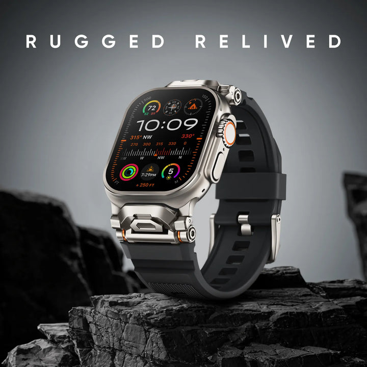 Daily wear silicone smartwatch band, rugged and flexible design.