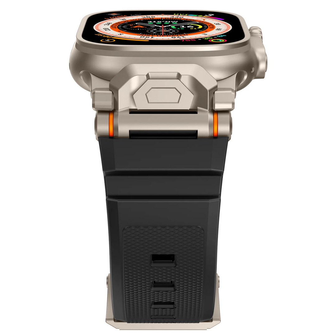 Flexible silicone replacement strap for comfortable, rugged wear.