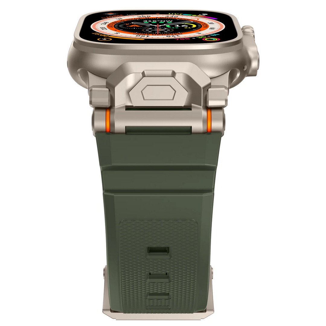 Quick-release silicone strap, a rugged and premium smartwatch accessory.