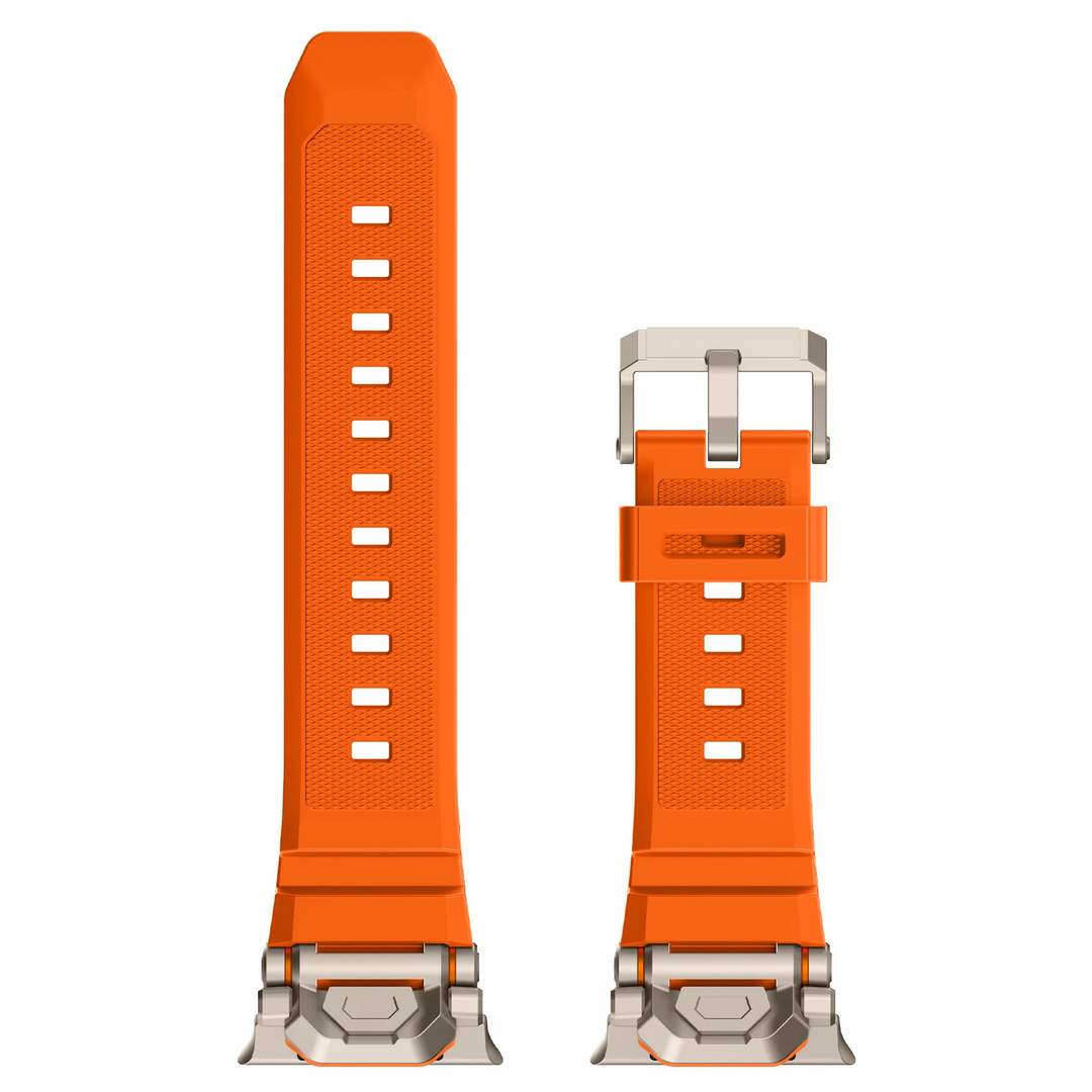 Flexible premium silicone smartwatch band with durable lugs.