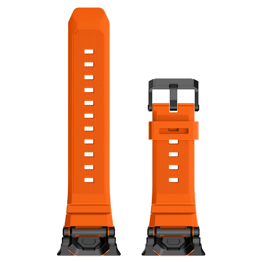 Rugged silicone smartwatch strap, premium quality, versatile for all users.