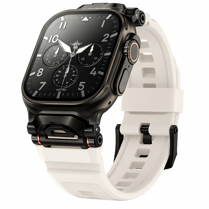 Versatile daily wear silicone smartwatch band, durable and comfy.