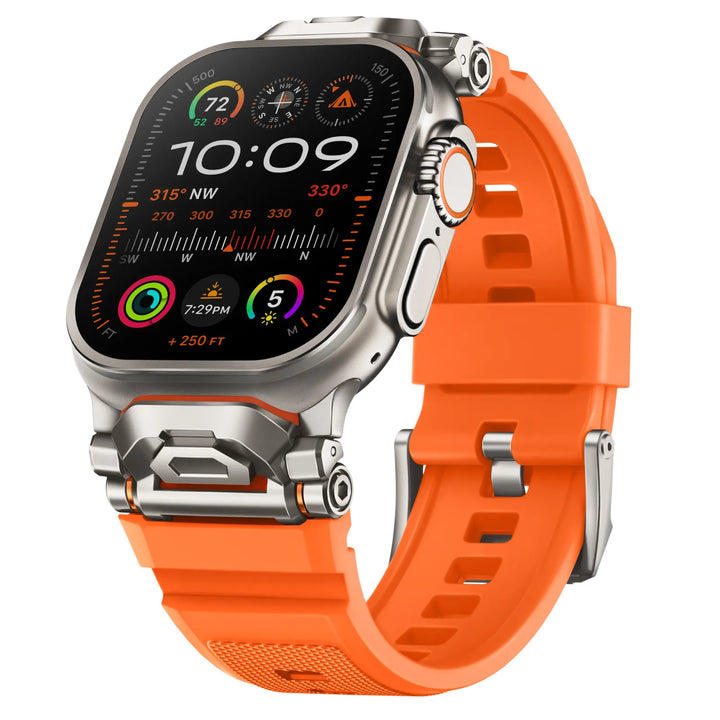 Rugged replacement silicone strap with secure quick-release lugs.