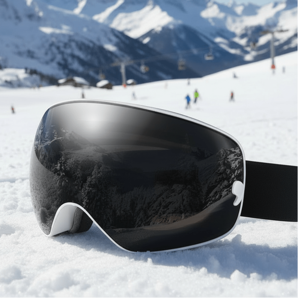 Unisex premium ski goggles with anti-fog, UV400, & night vision lens for winter sports.