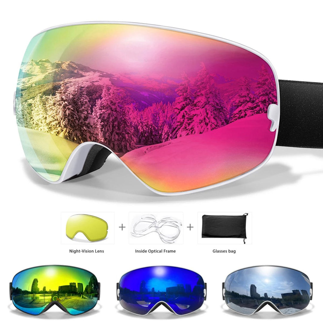 Premium anti-fog ski goggles with UV400 protection for snowboarding & cold weather.