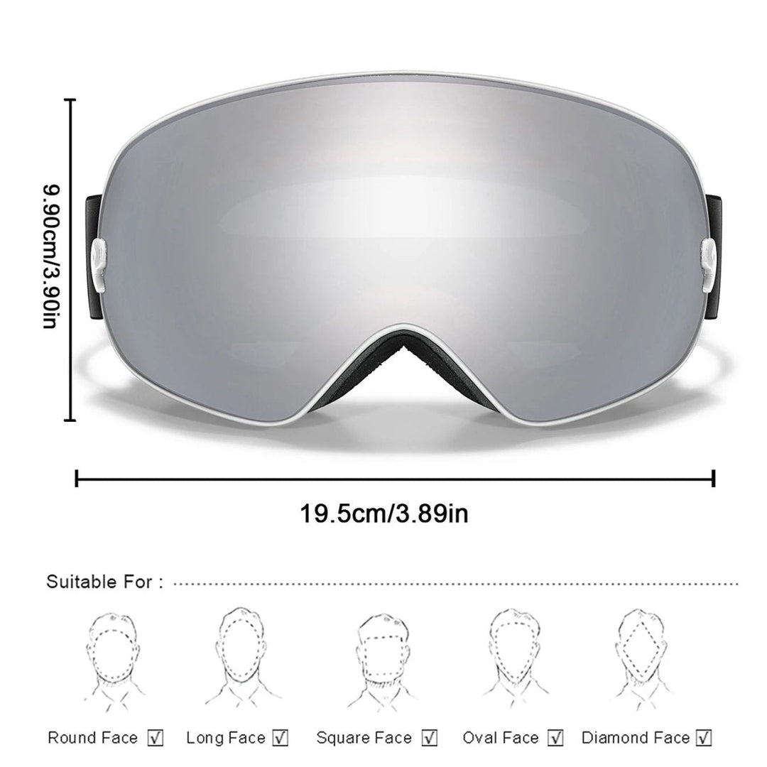 Night vision snowboard goggles with anti-fog lens for clear sight in low light & snow.