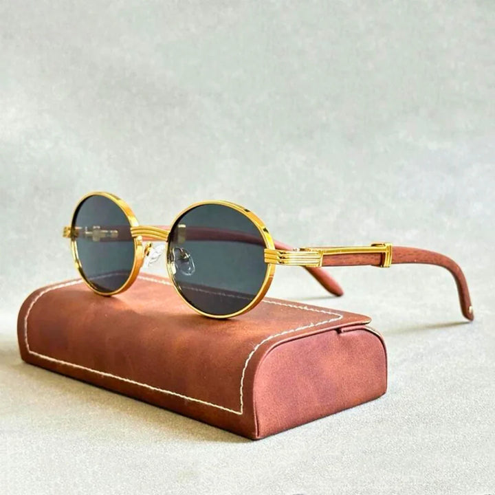 Luxury unisex eyewear: stylish sunglasses with premium wood details & UV protective lenses for a sophisticated look.