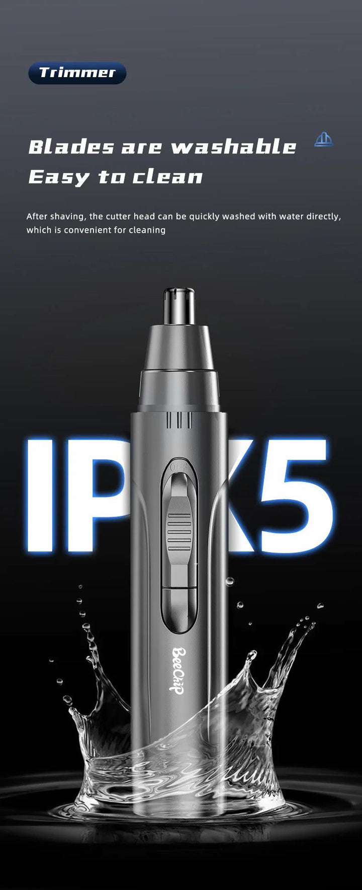Rechargeable personal care device: unisex nose and ear trimmer for effective, gentle hair removal