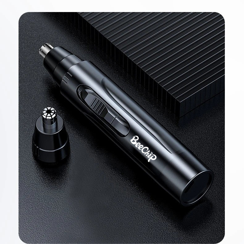 Professional grade unisex nose and ear trimmer on a clean surface, ready for use, emphasizing hygiene