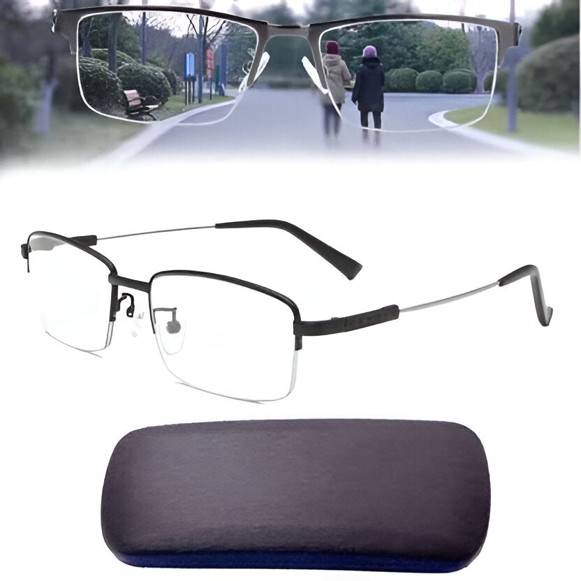 Unisex progressive sunglasses for reading outdoors. Multi-focus lenses, full UV protection.