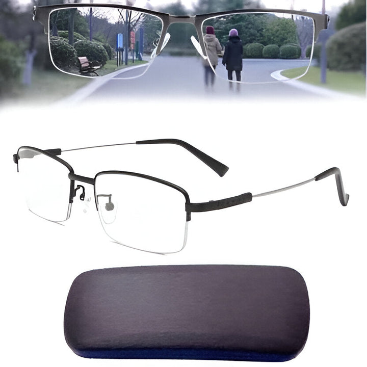 Unisex progressive sunglasses for reading outdoors. Multi-focus lenses, full UV protection.