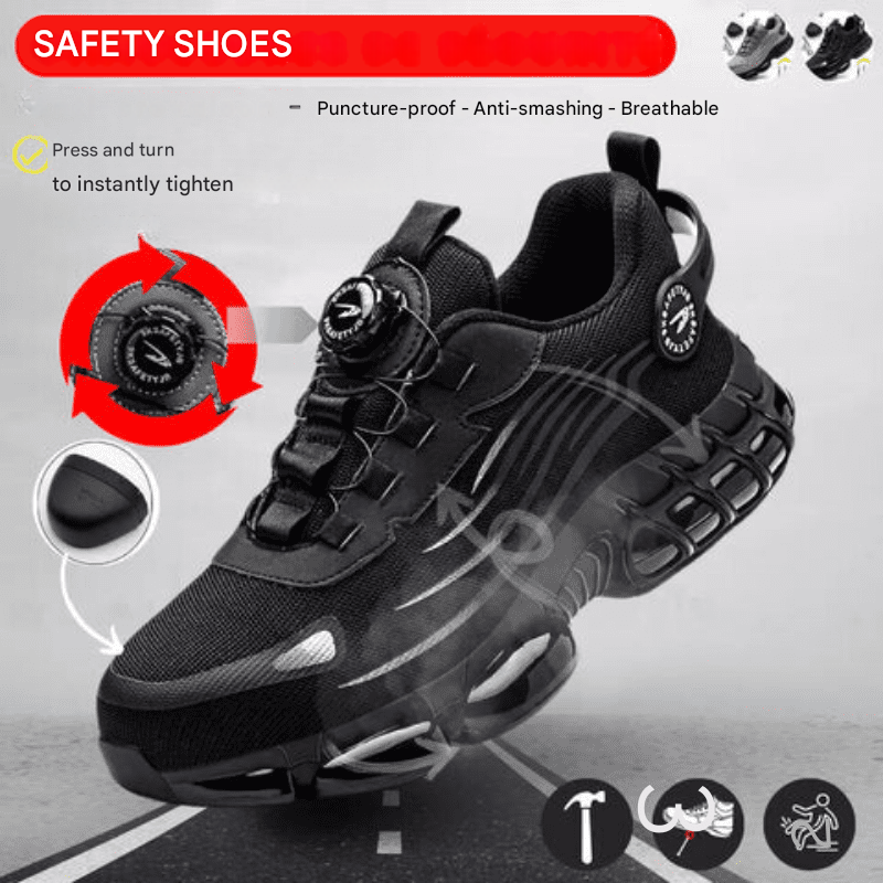 Full view of ProGuard unisex steel toe safety shoes. Featuring durable design, non-slip sole & ultimate foot protection.
