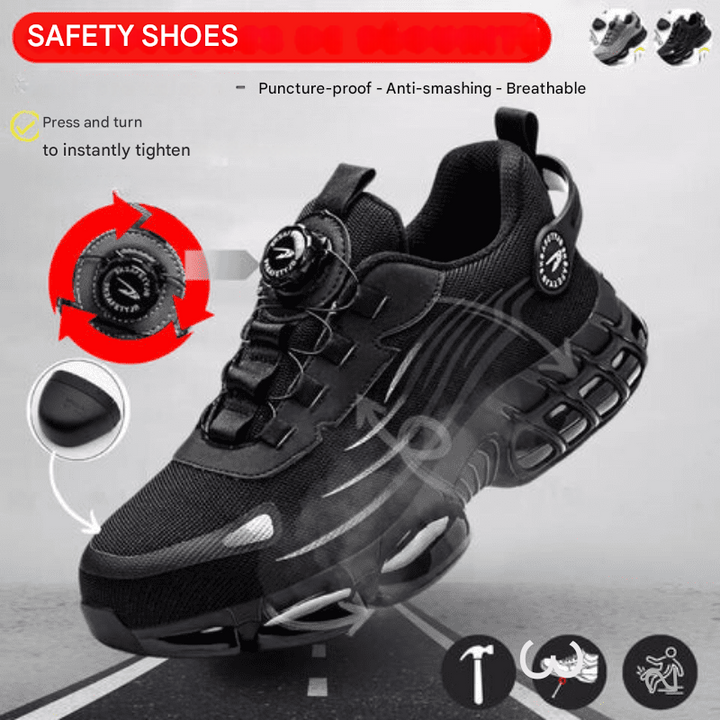 Full view of ProGuard unisex steel toe safety shoes. Featuring durable design, non-slip sole & ultimate foot protection.
