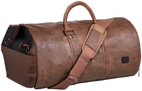 Detail of the durable zippers and handles on a black unisex convertible garment duffel bag.