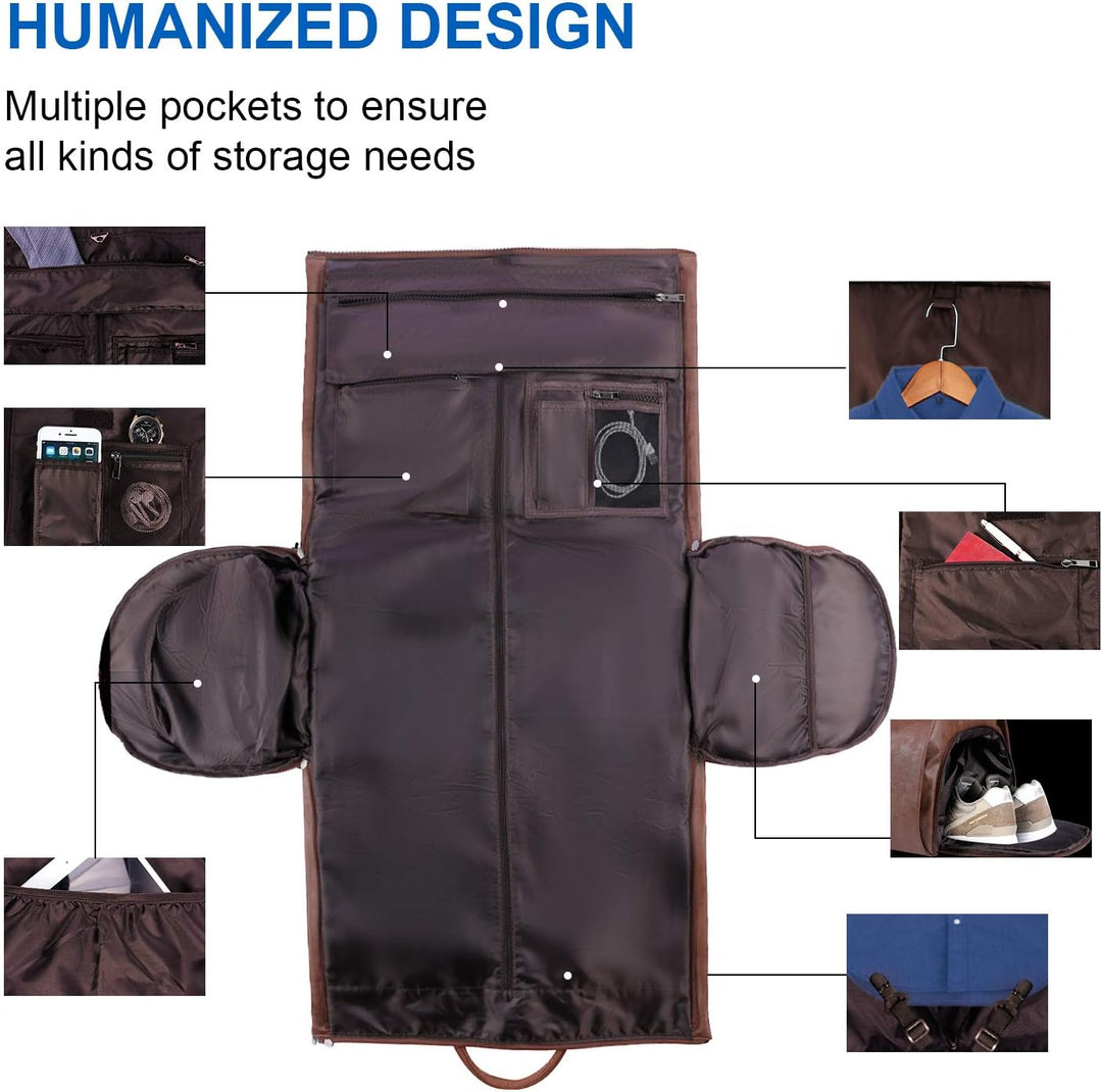 Side view of the versatile unisex garment duffel bag, showcasing its compact carry-on design.