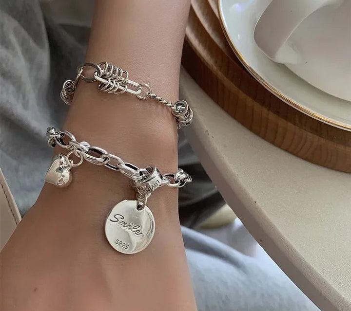 Striking silver punk cuff bracelet. A bold unisex metal accessory, perfect for an edgy fashion statement. Unique jewelry gift.
