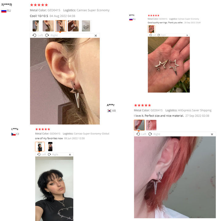 Versatile punk stud earrings, bold unisex accessory complementing various edgy styles.