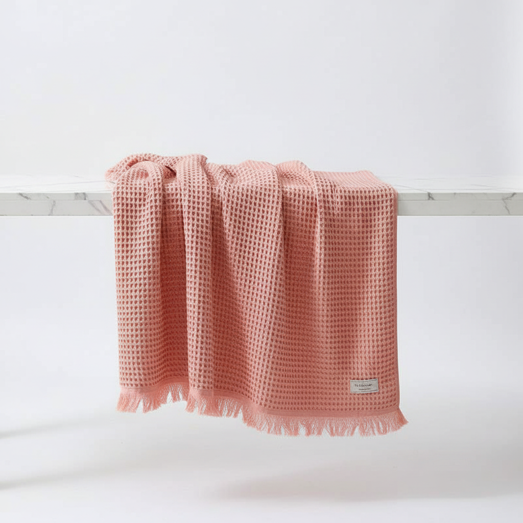 CottonWrap waffle weave bath towel in pure cotton, ideal for quick-drying and ultimate comfort