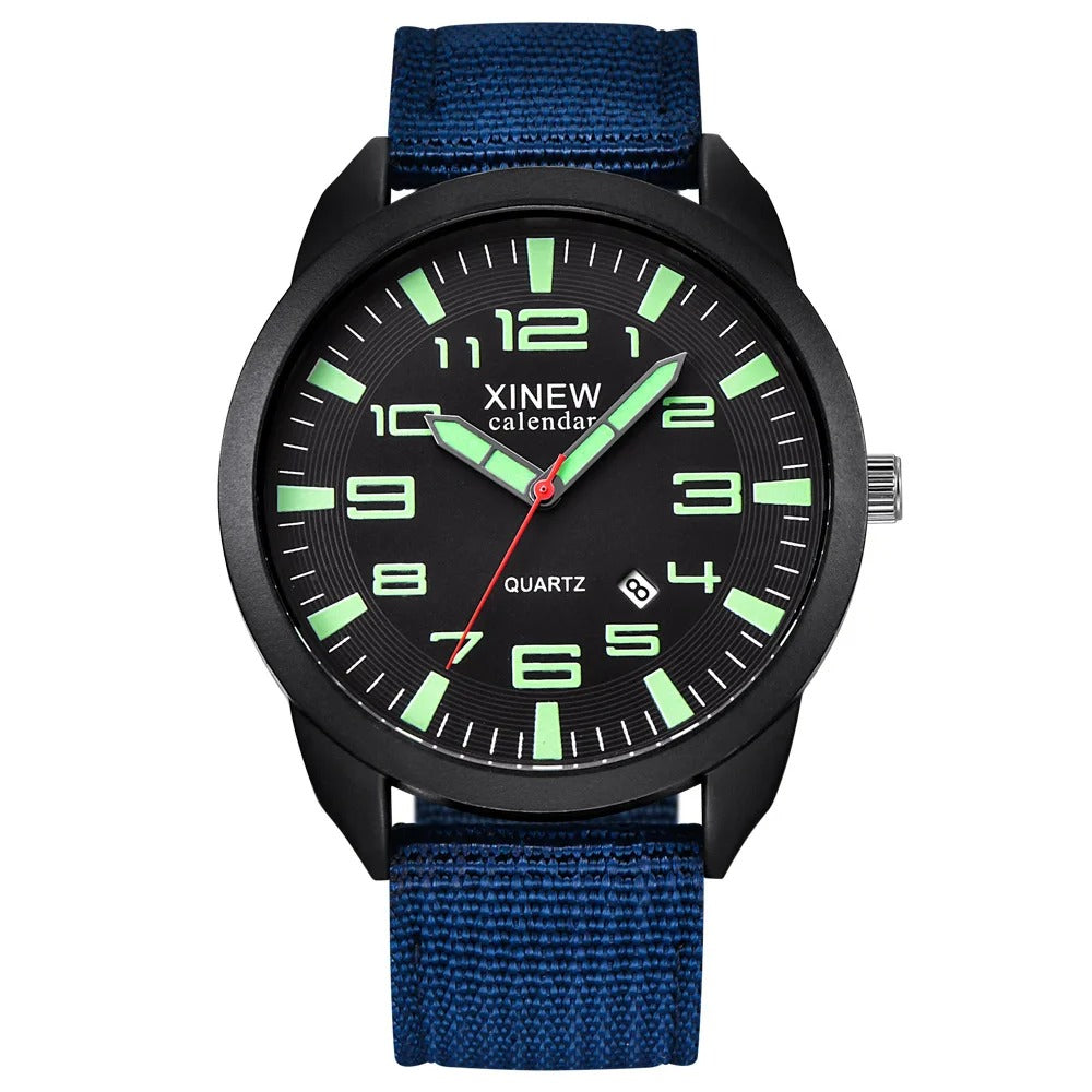 Practical unisex quartz watch with an illuminated dial, calendar, and a comfortable, durable metal band.