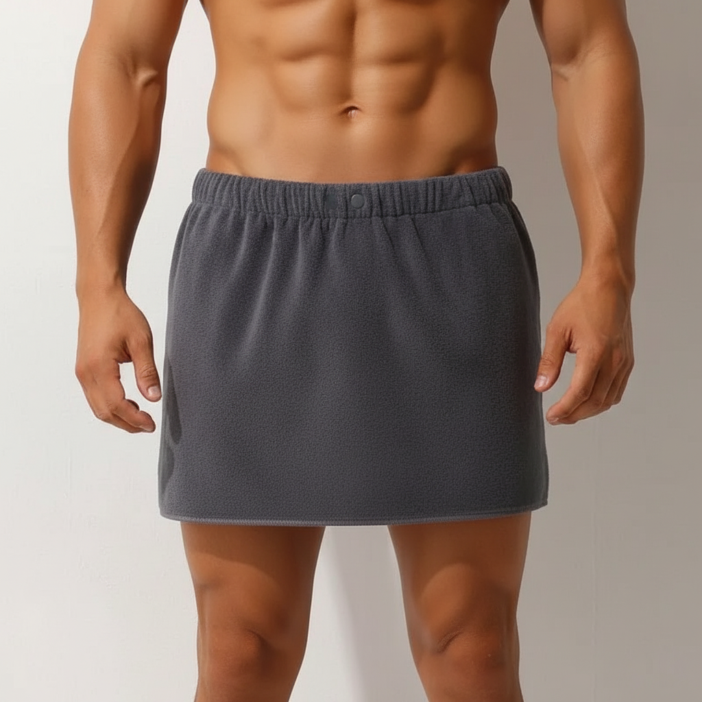 Close-up of soft terry fabric on unisex quick-dry lounge towel shorts, ideal for relaxation