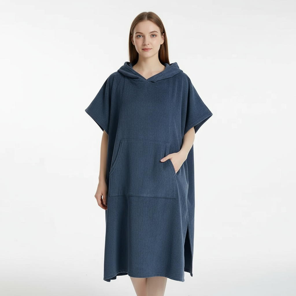 Casual changing poncho made from soft microfiber, excellent for travel, beach outings, or as a swim cover-up