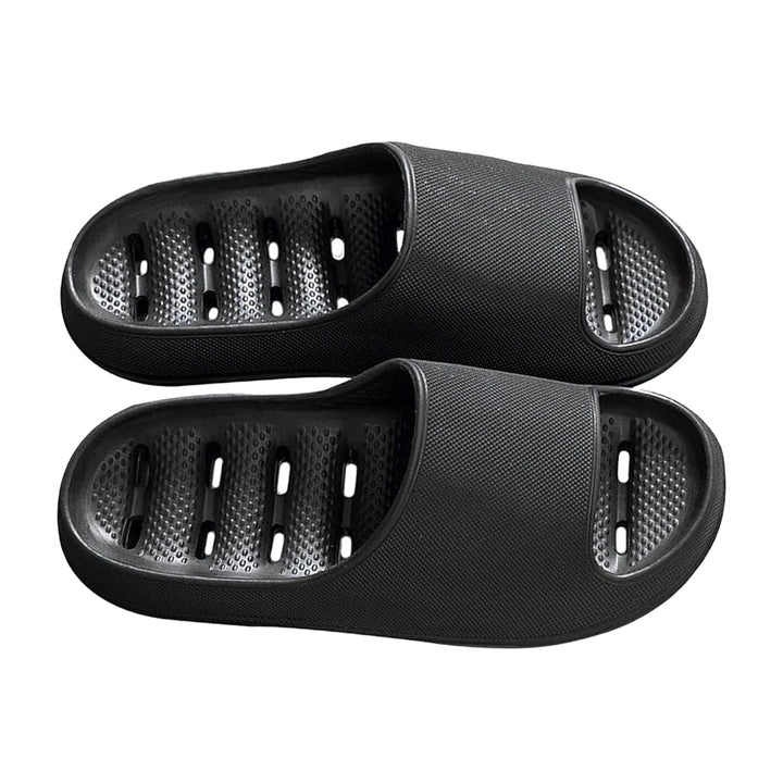 Versatile quick-dry shower slippers for men & women, with drainage holes for pool, beach, & home.