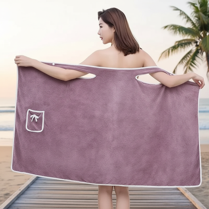 Unisex quick-dry spa bathrobe dress in soft fabric, perfect for post-shower comfort.