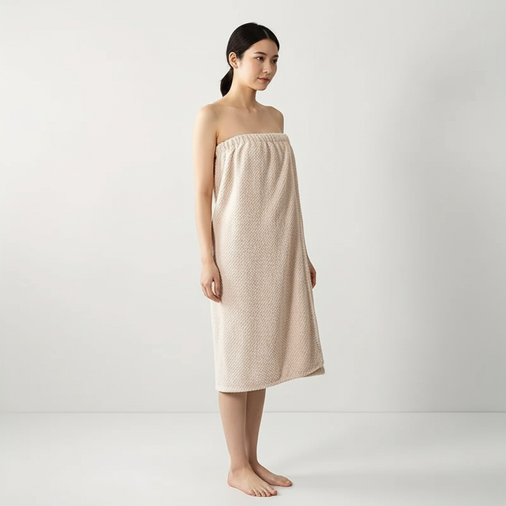 Elegant quick-dry spa bathrobe, soft and comfortable loungewear for home.
