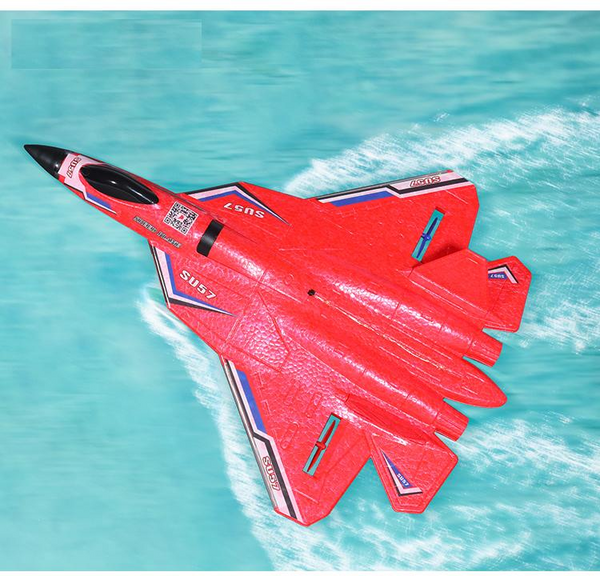 Unisex RC fighter jet plane with bright LED lights, perfect for high-speed outdoor flying fun.