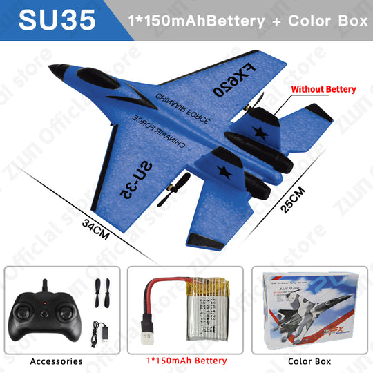 High-speed RC fighter jet plane with LED lights, durable EPP foam construction for exciting outdoor play.