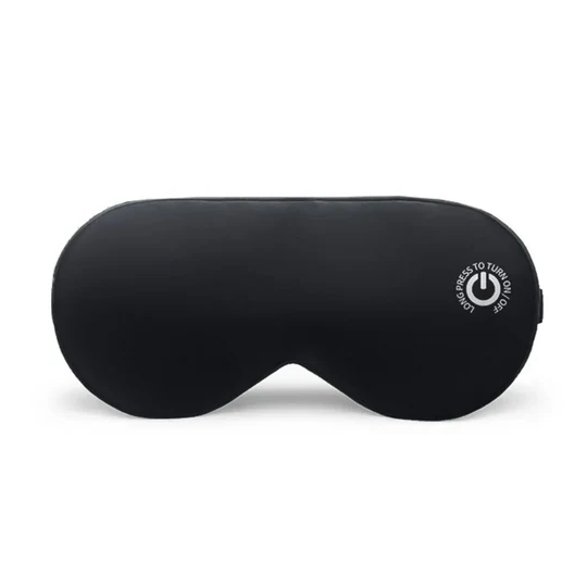 Unisex rechargeable heated eye mask provides soothing warmth for dry eyes, relaxation, and improved sleep.